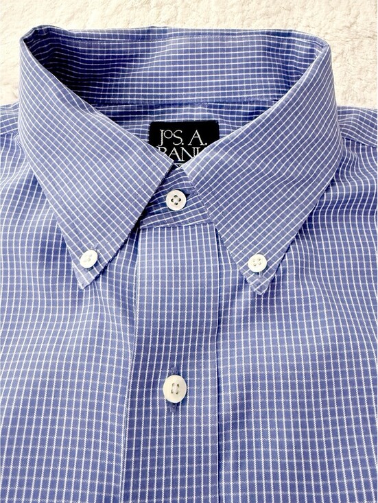 Jos. A. Bank Other - Jos A Bank Traveler Shirt Men 16.5 33 Blue Check Button Down Dress Cotton